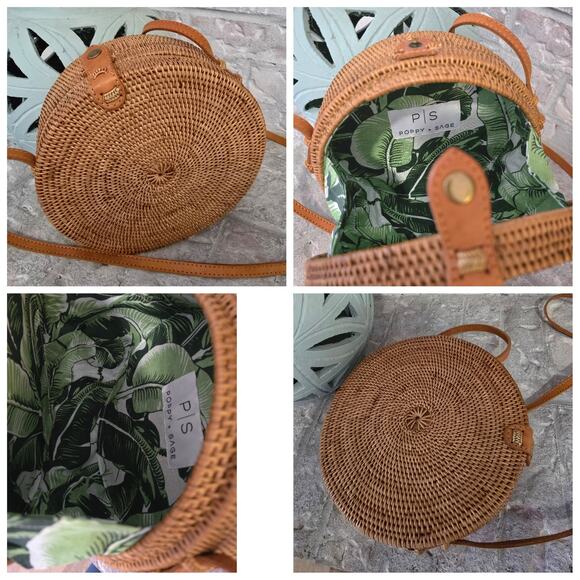 New Poppy + Sage Camilla rattan crossbody bali bag Handmade - Picture 1 of 10